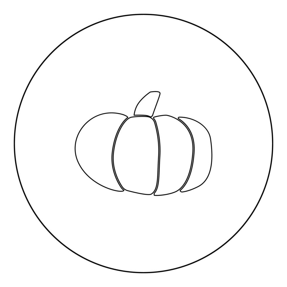 icono de calabaza color negro en círculo vector