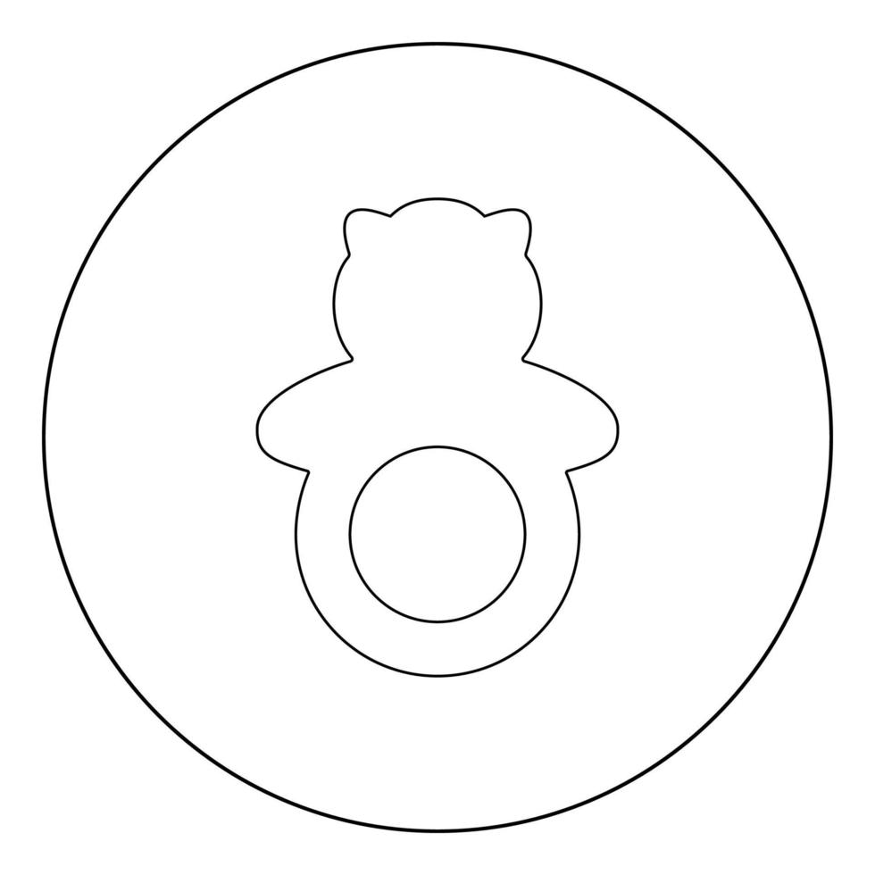 Rattle black icon in circle vector illustration isolated .