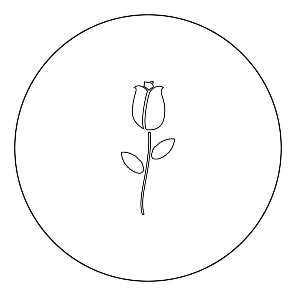 Rose icon black color in circle vector