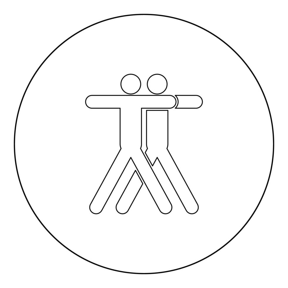 Two people embracing icon black color in circle vector