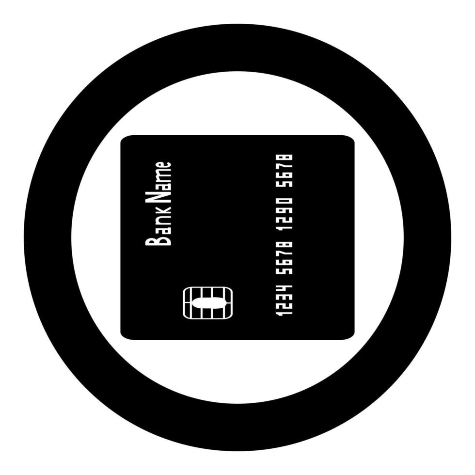 Inserting credit card icon black color in circle vector