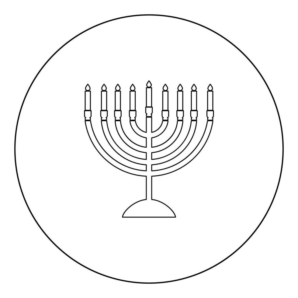 Menorah for Hanukkah icon black color in circle vector