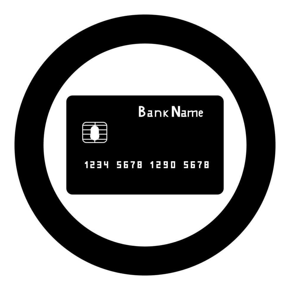 icono de tarjeta de banco cit color negro en círculo o redondo vector