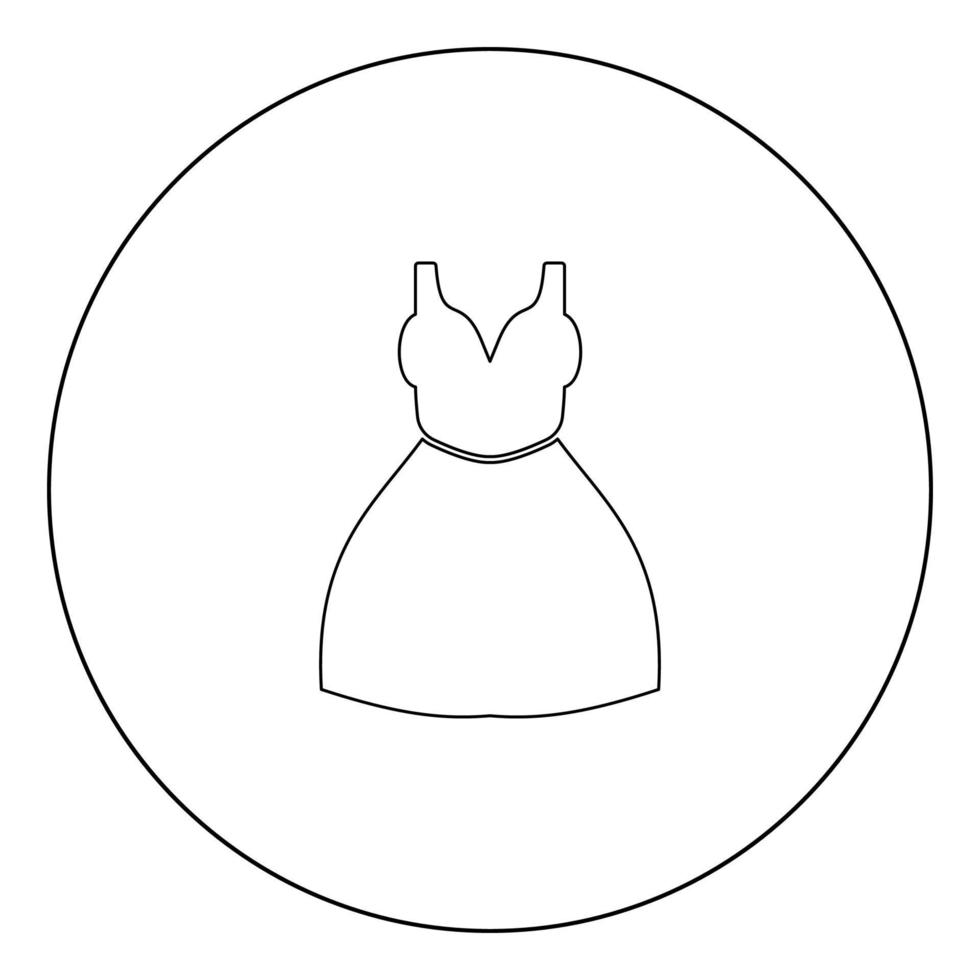 icono de vestido de mujer color negro en círculo vector