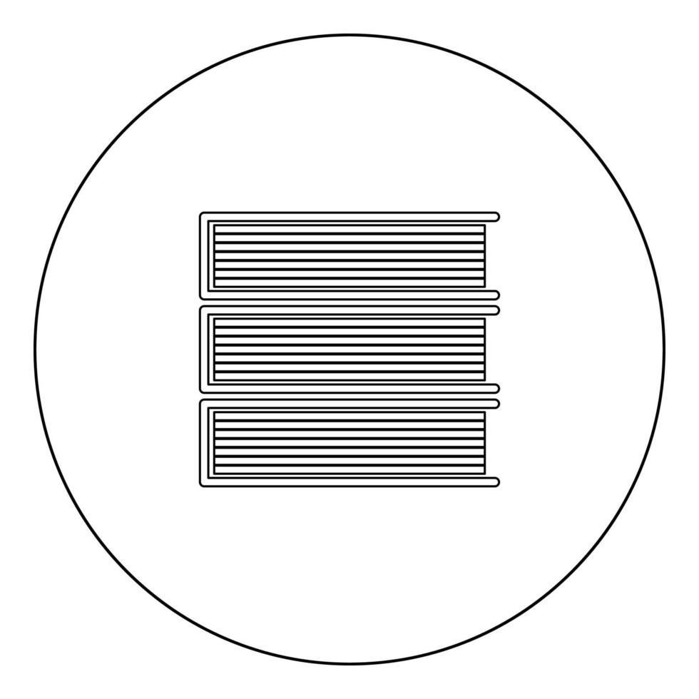 Horizontal stack of books icon black color in circle vector
