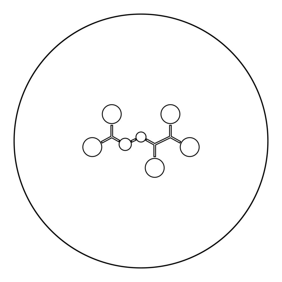 icono de molécula de color negro en círculo vector