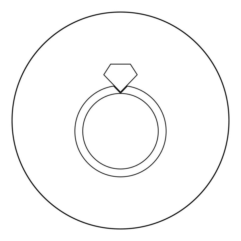 icono de anillo color negro en círculo vector