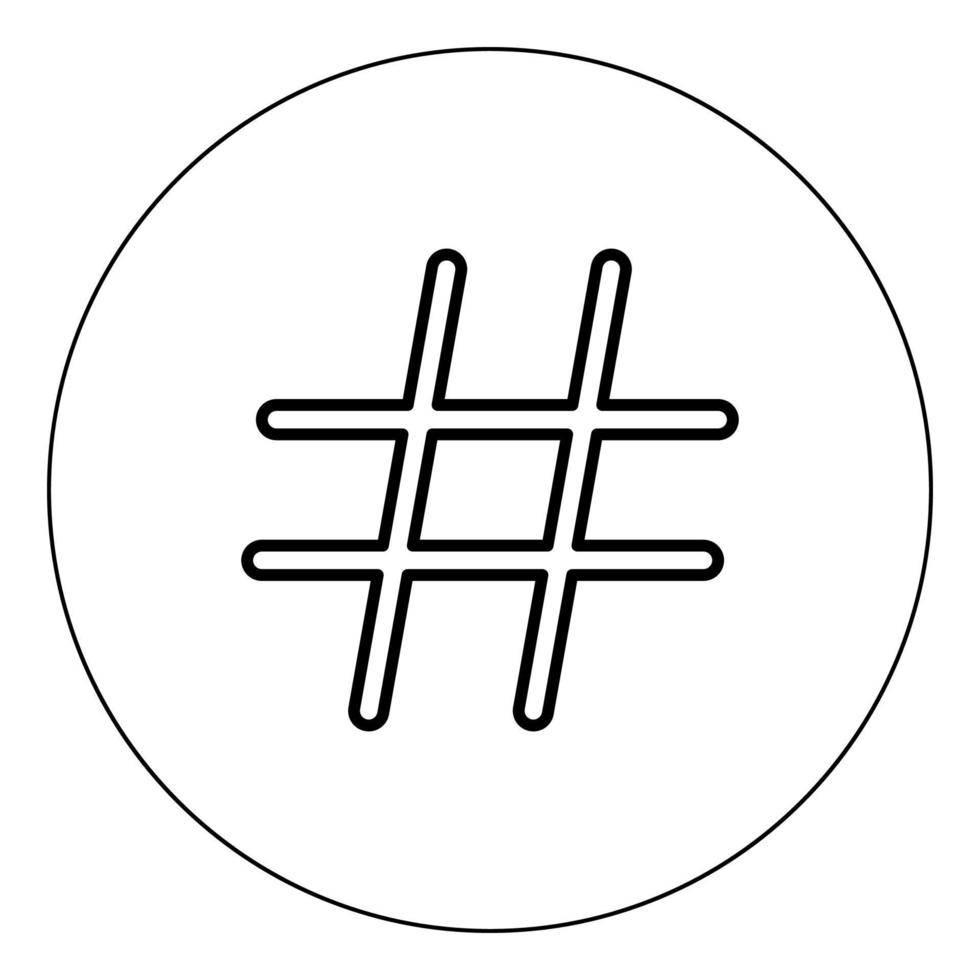 icono de hashtag color negro en círculo vector