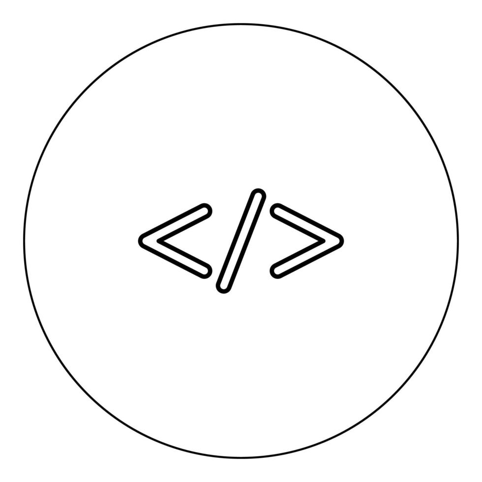 Symbol code icon black color in circle vector