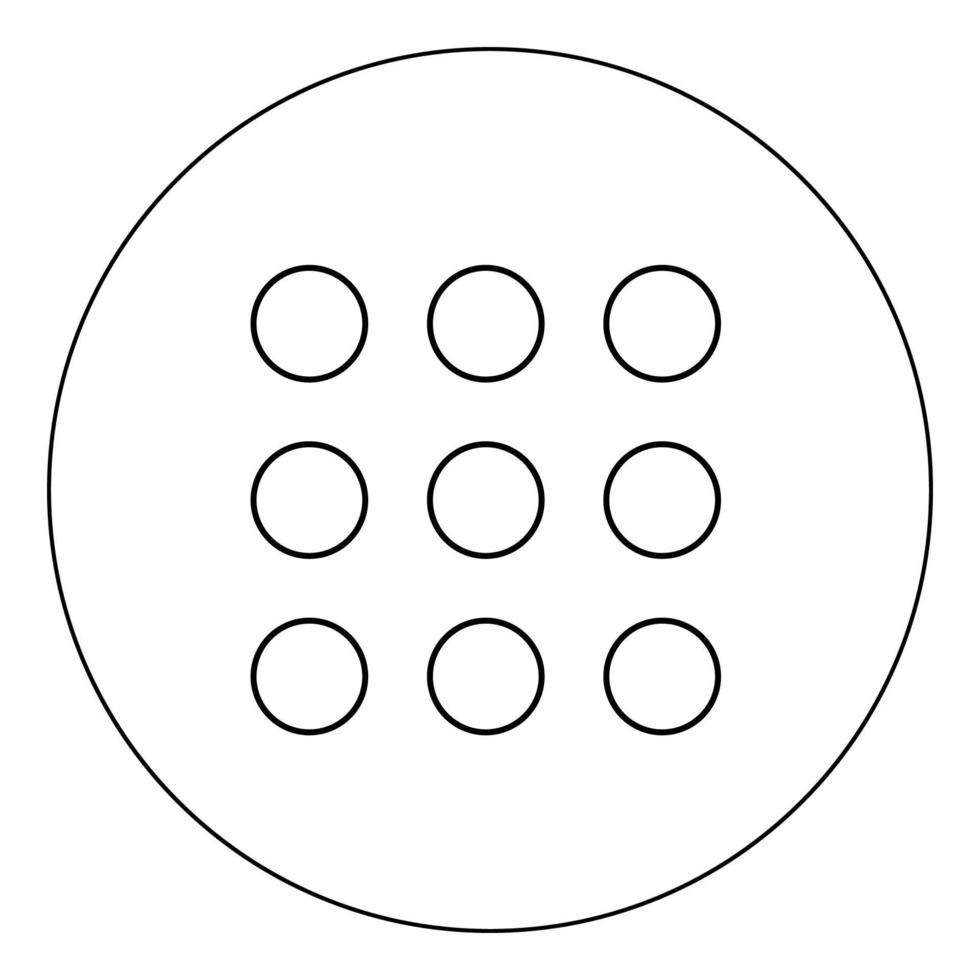 Dial button icon black color in circle vector