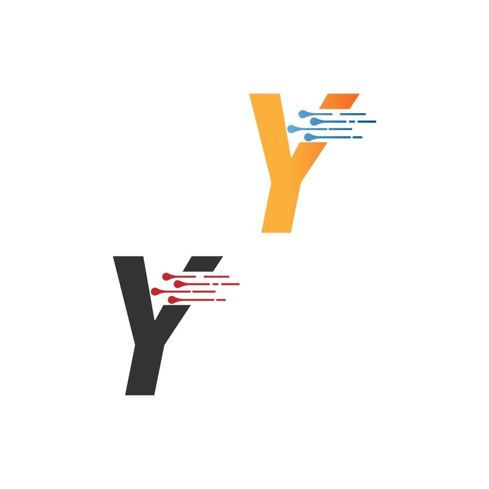 letra y logotipo de tecnología simple con icono de estilo de líneas de circuito vector