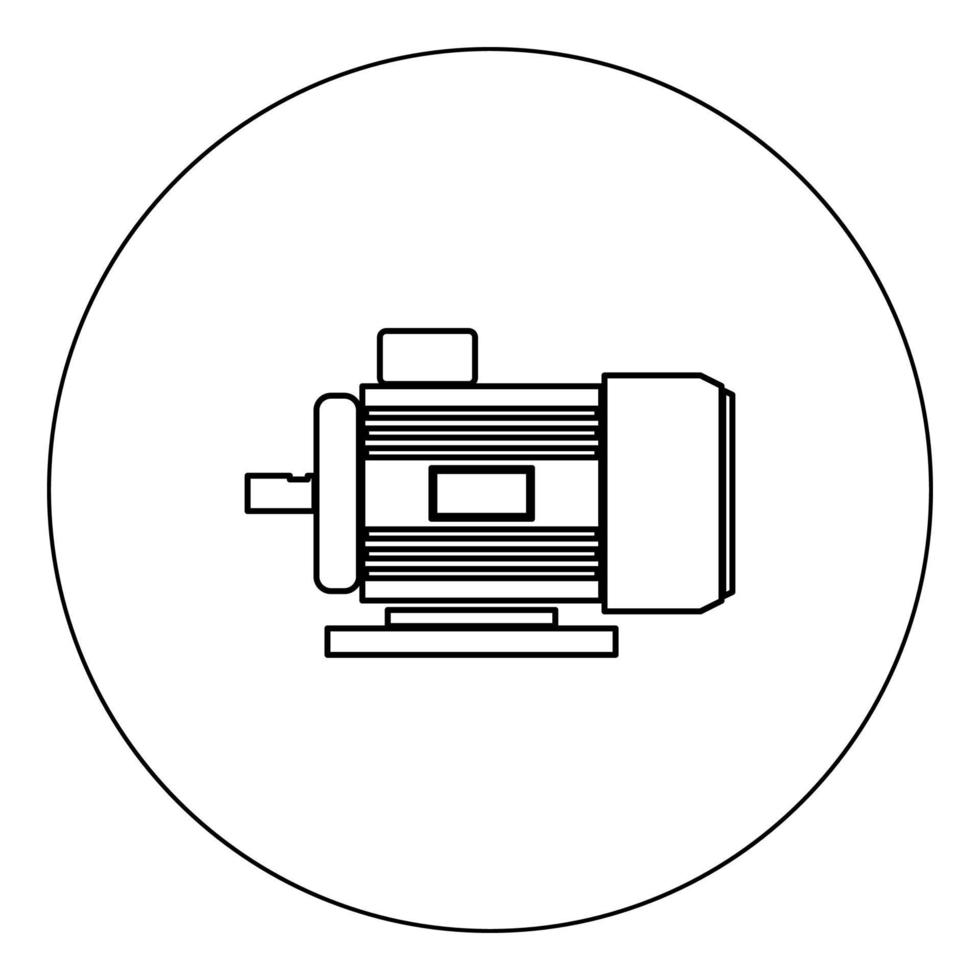 Icono de motor eléctrico color negro en círculo ilustración vectorial aislado vector
