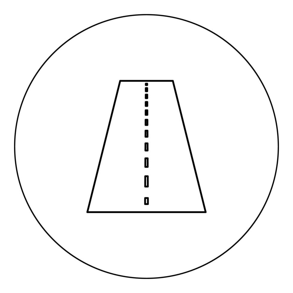 Road icon black color in circle vector illustration isolated
