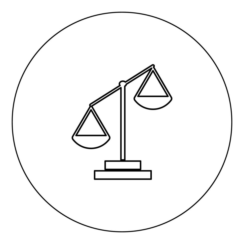 Law scale icon black color in circle vector illustration isolated