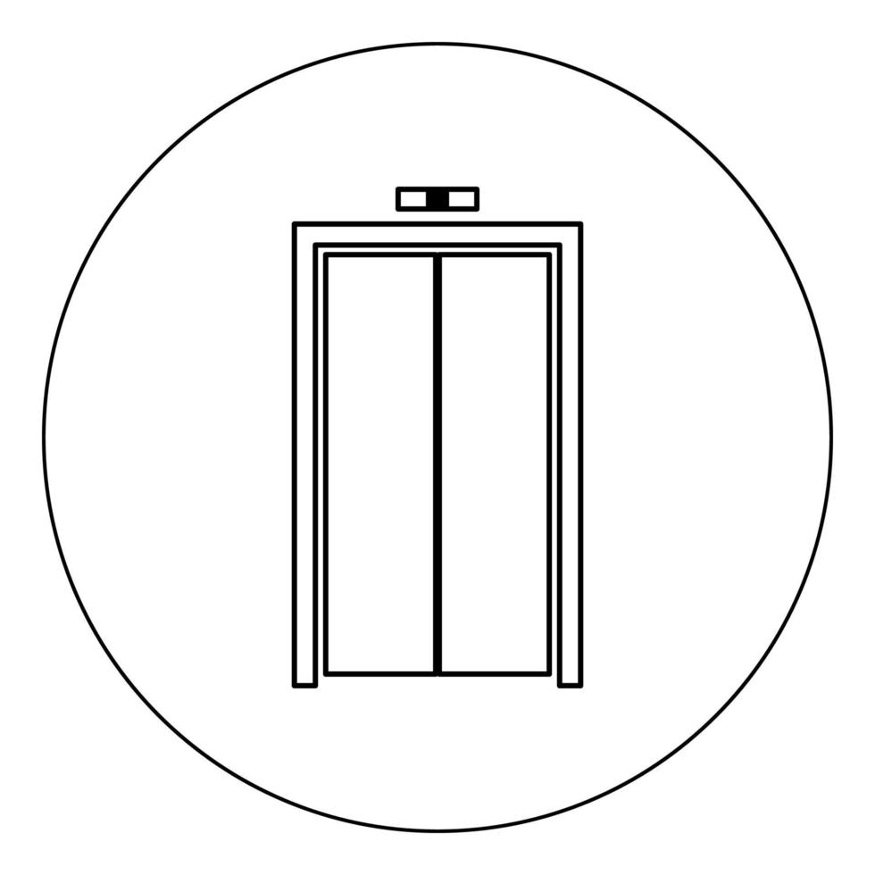 icono de puertas de ascensor color negro en círculo ilustración vectorial aislado vector