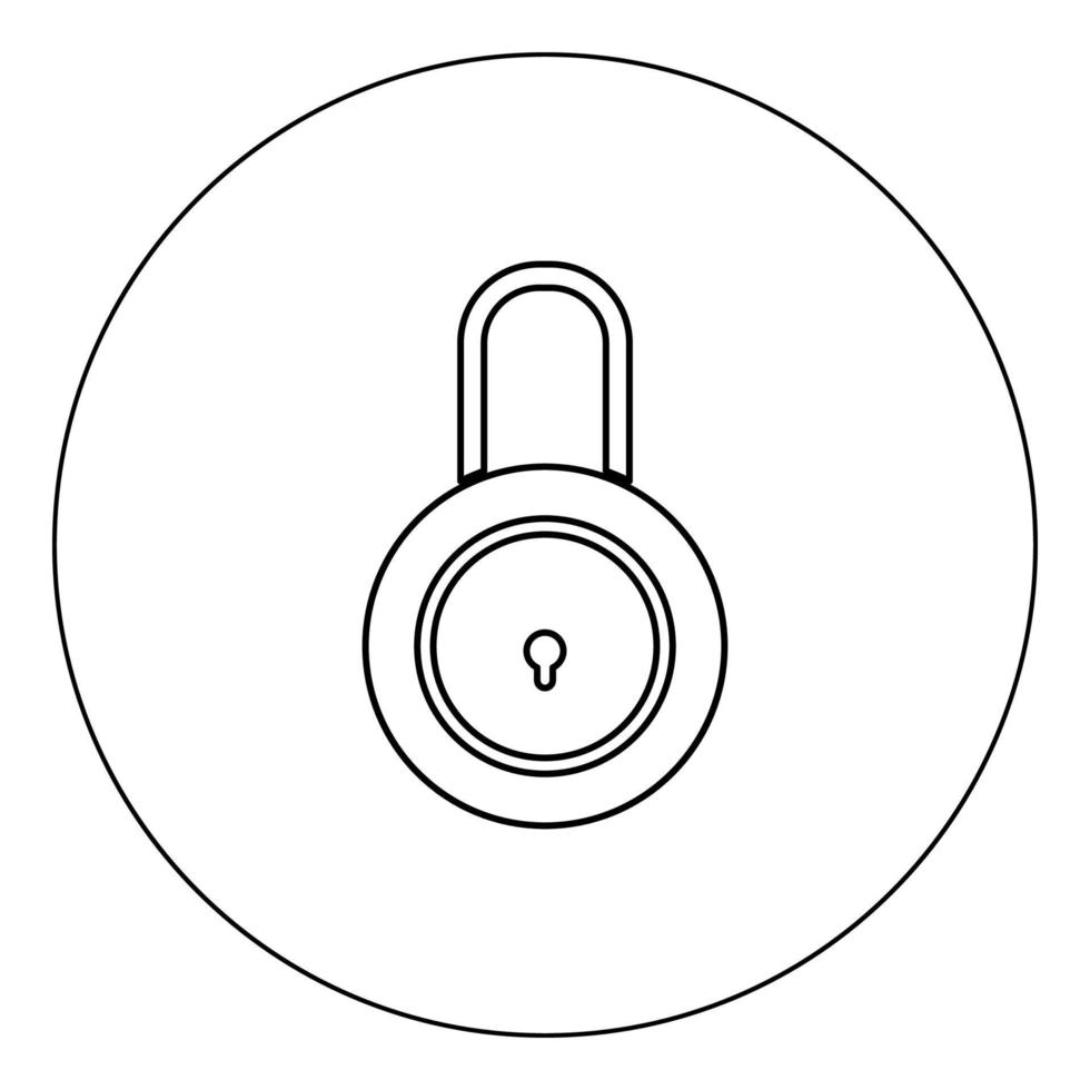 Lock icon black color in circle vector illustration isolated