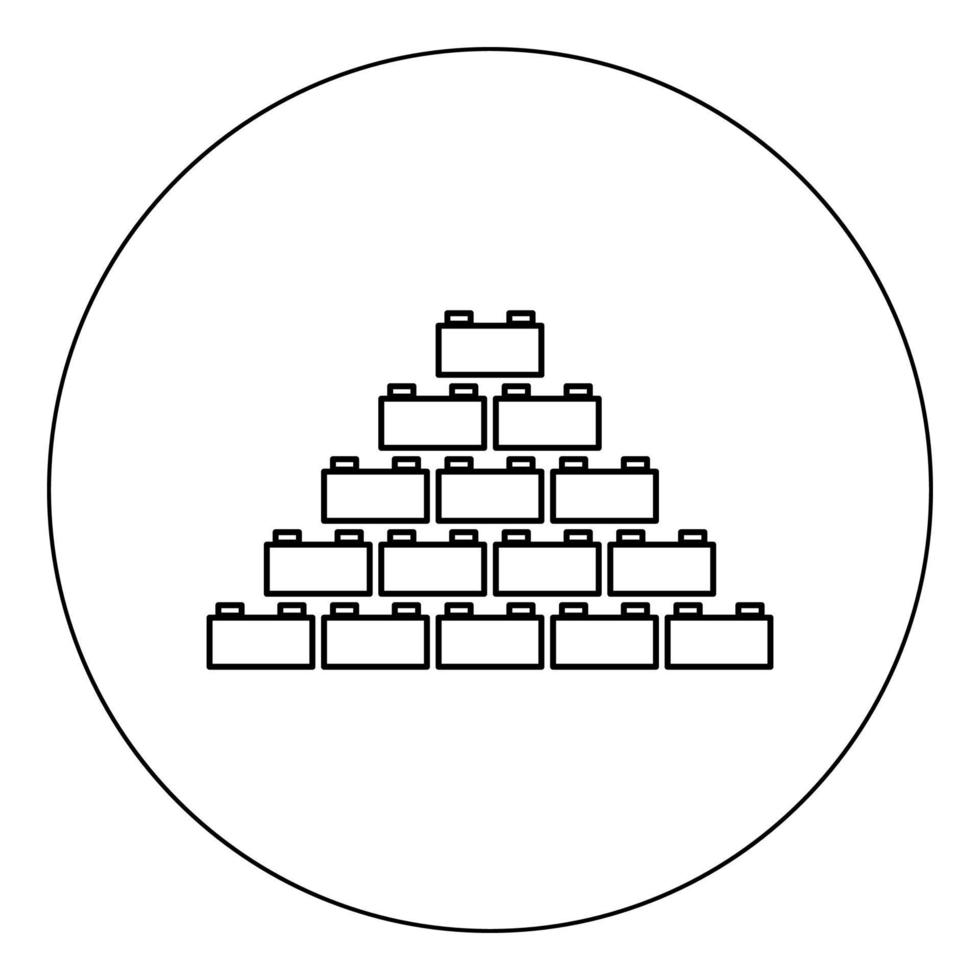 icono de bloque de construcción de color negro en círculo ilustración vectorial aislado vector