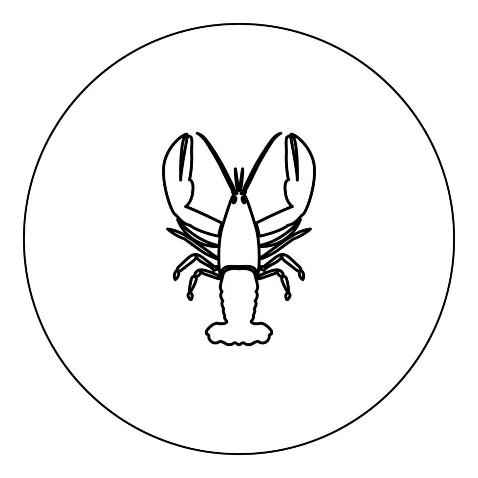 Craw fish icon black color in circle vector illustration isolated