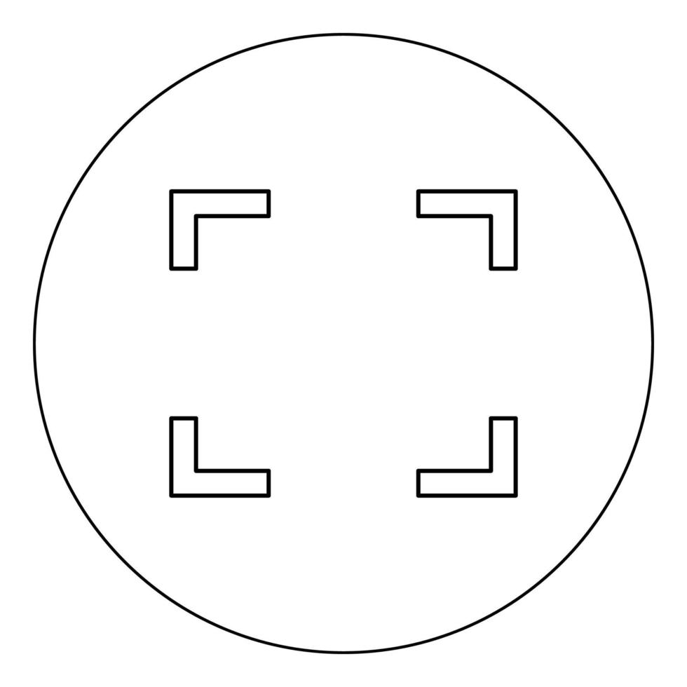 símbolo icono de pantalla completa color negro en círculo ilustración vectorial aislado vector