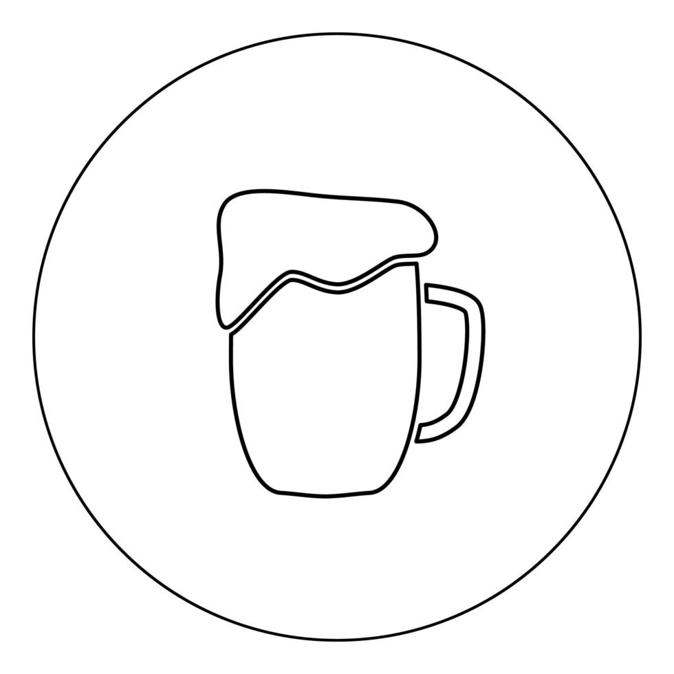 Taza de cerveza icono color negro en círculo ilustración vectorial aislado vector