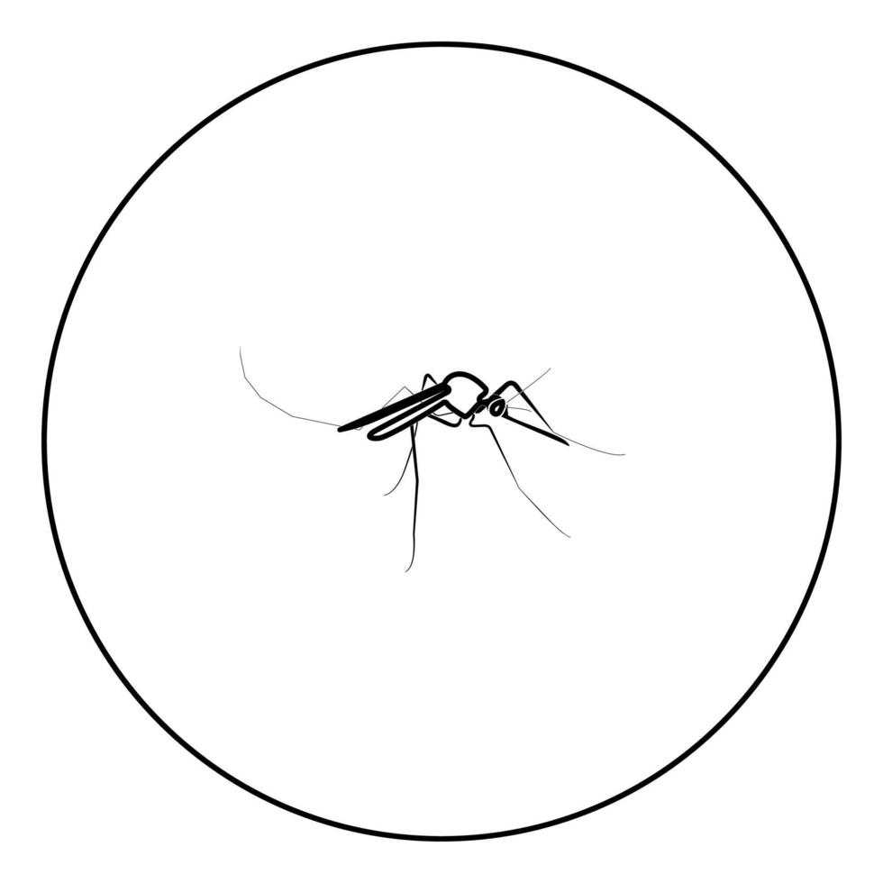 icono de mosquito color negro en círculo vector