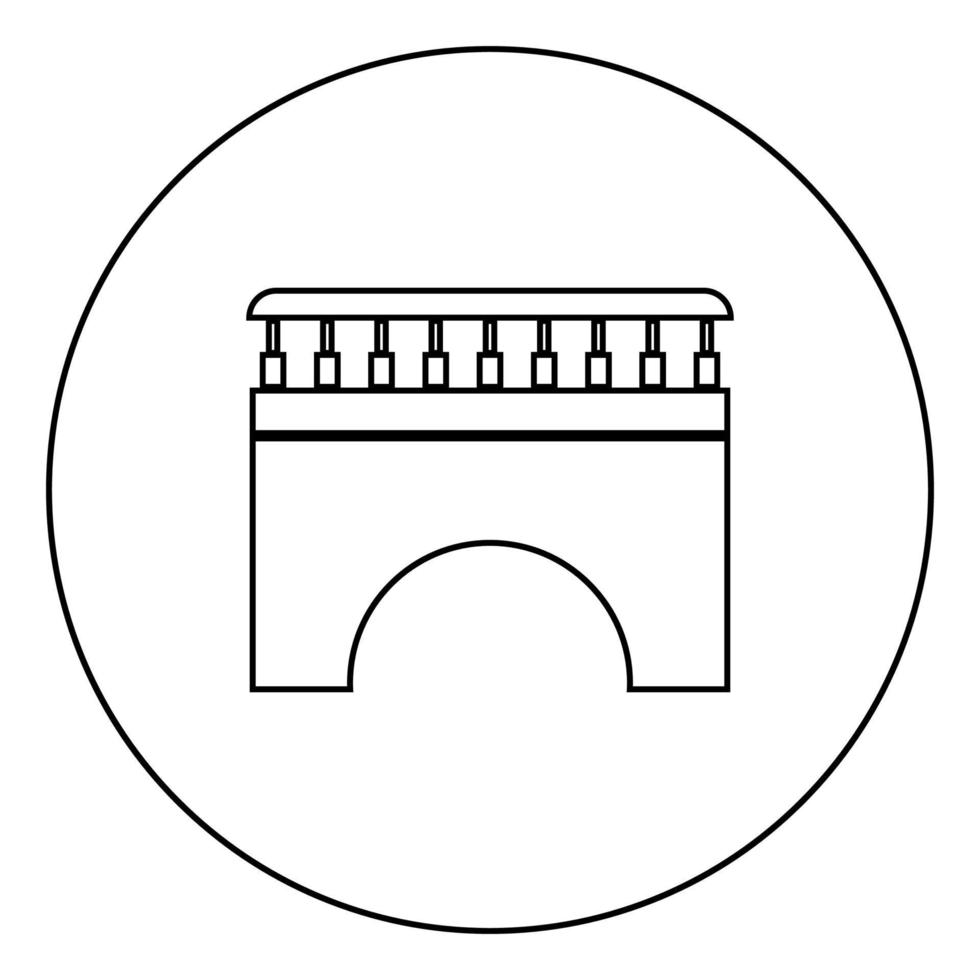 icono de puente color negro en círculo vector