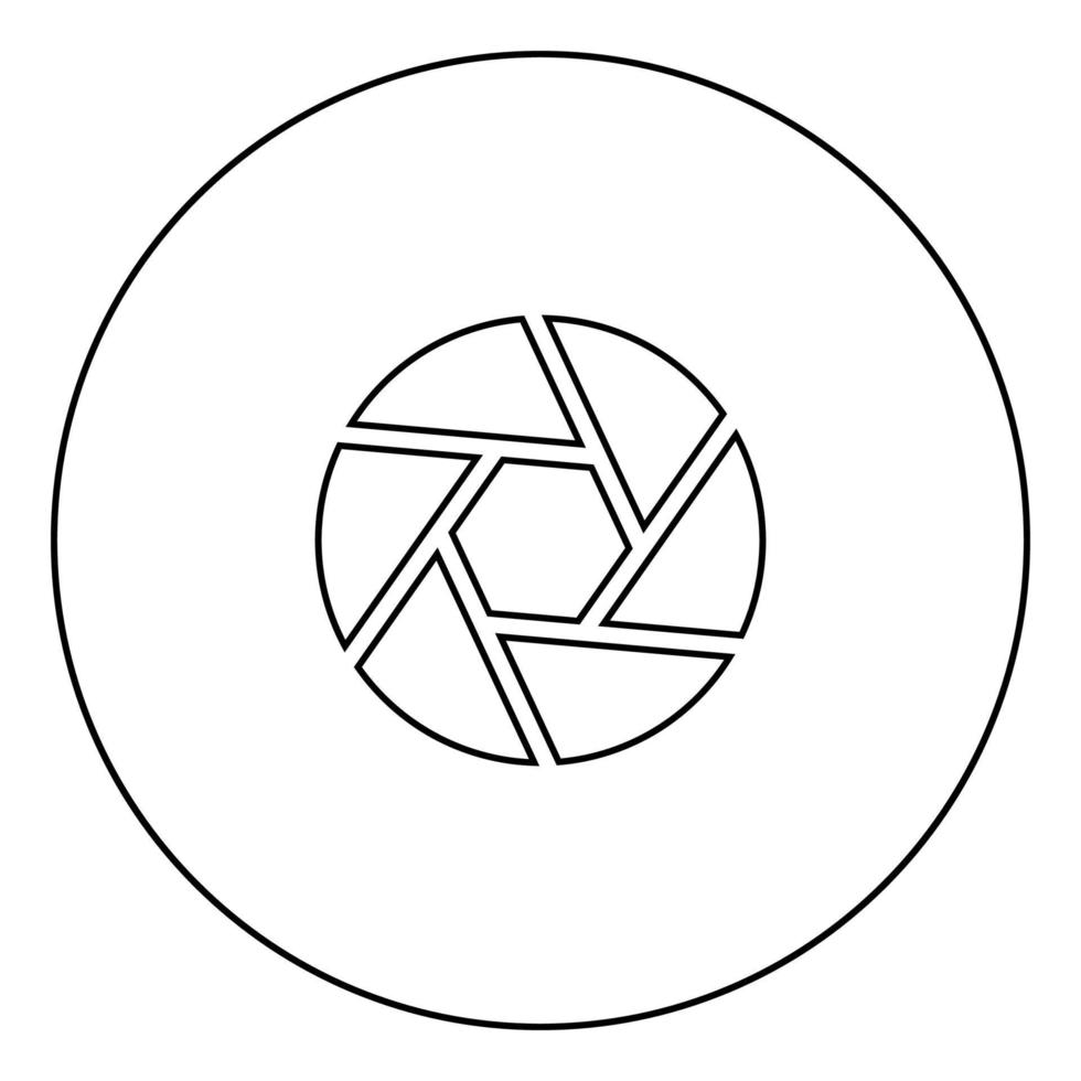 Camera lens shutter icon black color in circle vector