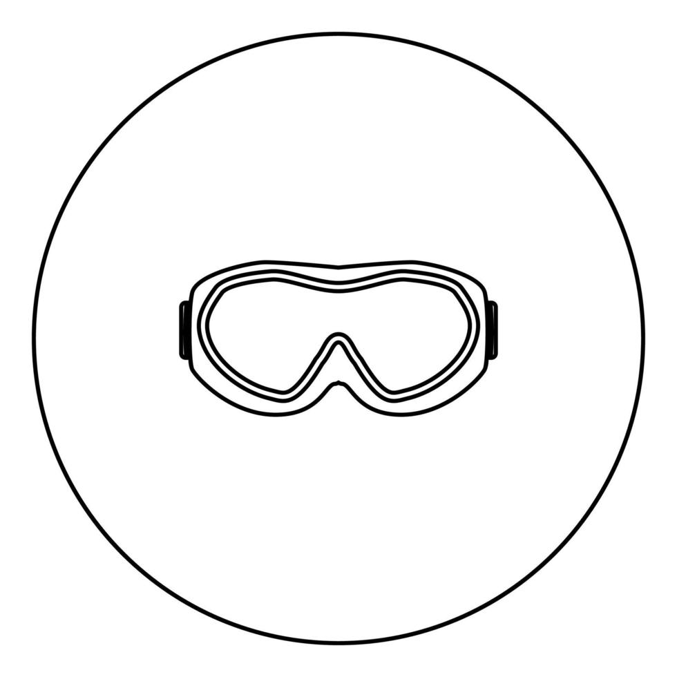 Ski goggles icon black color in circle vector