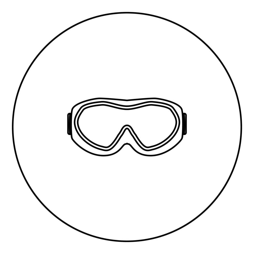 icono de gafas de esquí color negro en círculo vector