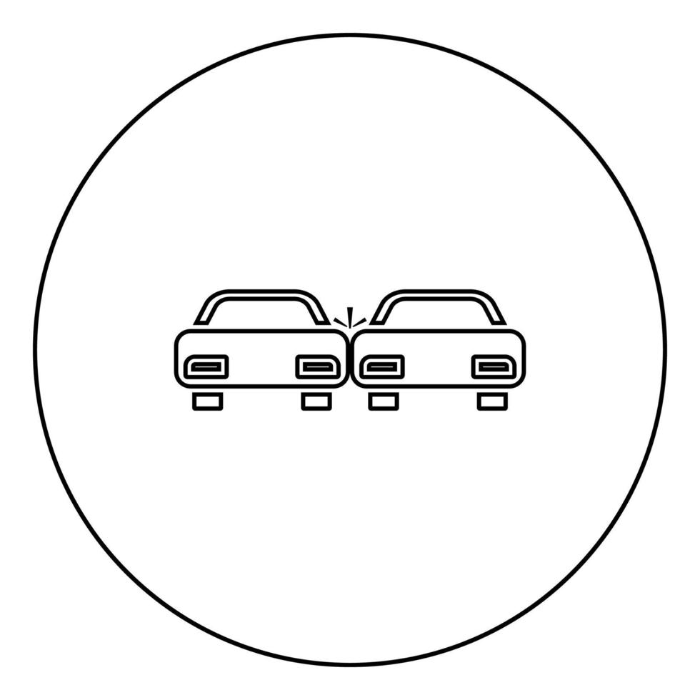 Crashed cars icon black color in circle vector