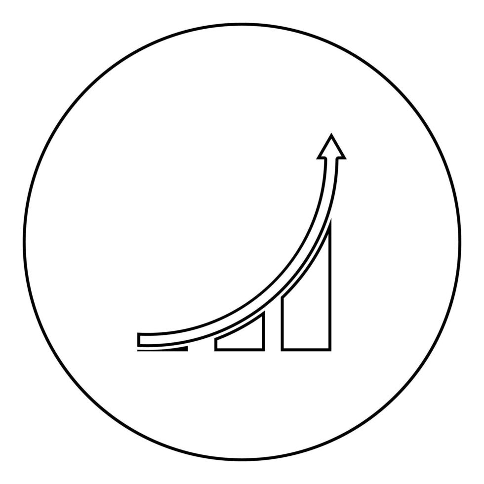 Graph icon black color in circle vector