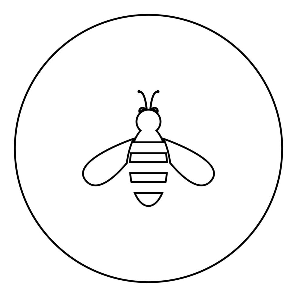 Bee icon black color in circle vector