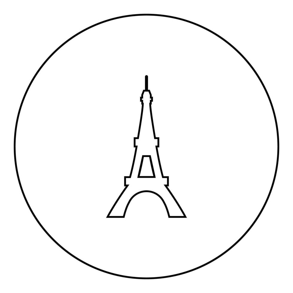 Eiffel Tower icon black color in circle vector