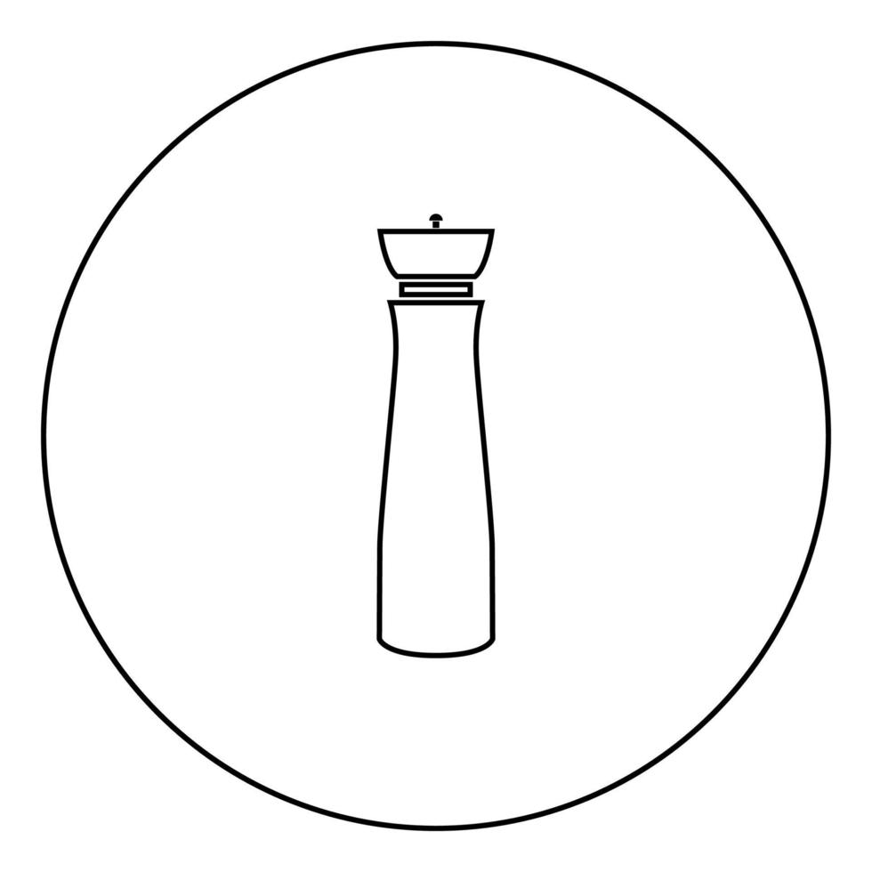 Salt and pepper mill black icon in circle outline vector