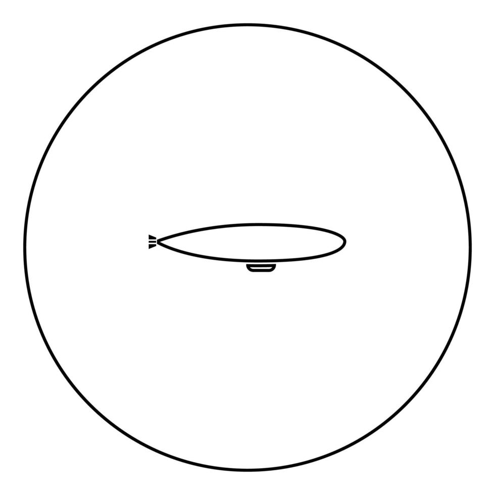 dirigible icono negro en el contorno del círculo vector