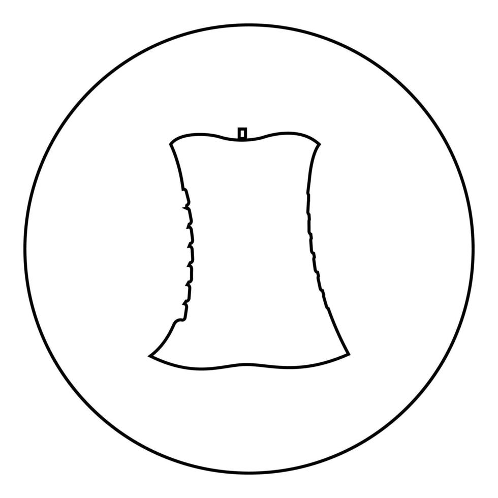 icono negro del núcleo de manzana en el contorno del círculo vector