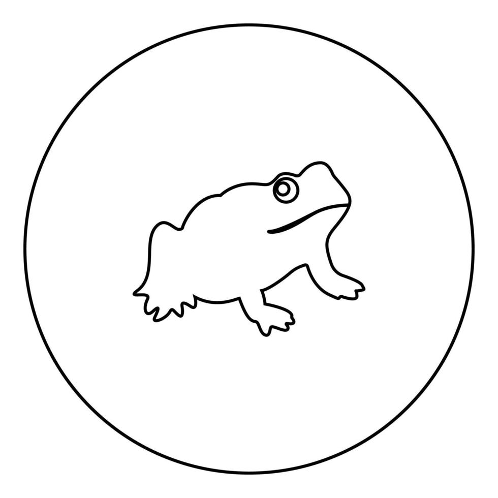 Frog black icon in circle outline vector