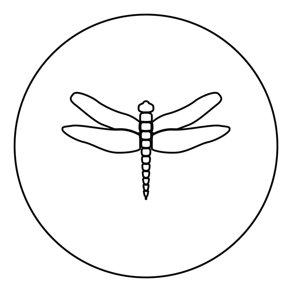 Dragonfly black icon in circle outline vector