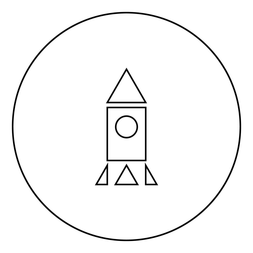 Rocket black icon in circle outline vector