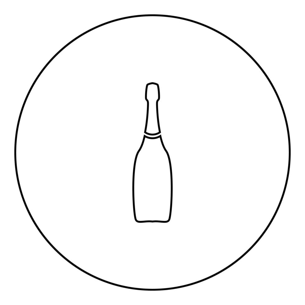 Champagne black icon in circle outline vector