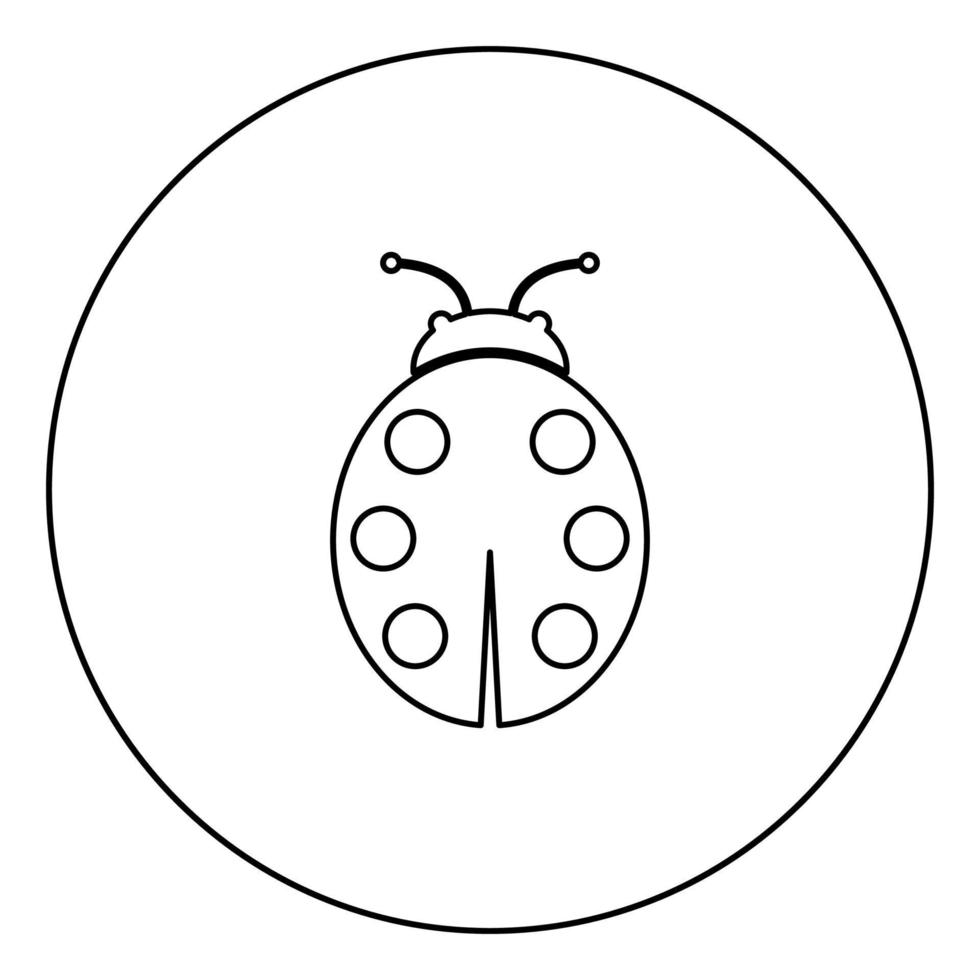 Ladybird black icon outline in circle image vector