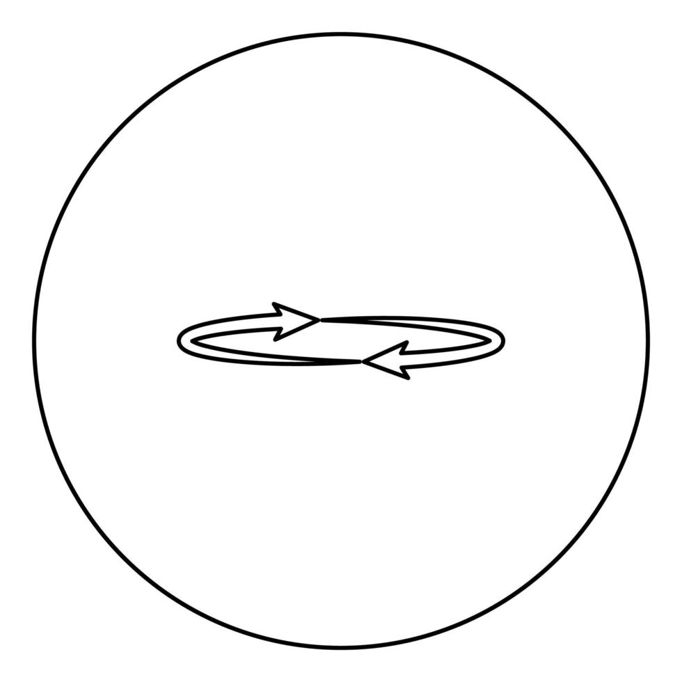 Two arrows on the circle . Angle 360 black icon outline in circle image vector