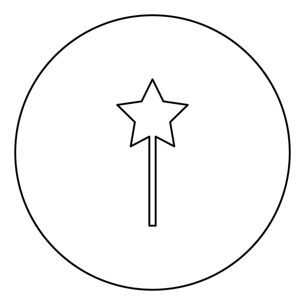 Magic wand black icon outline in circle image vector