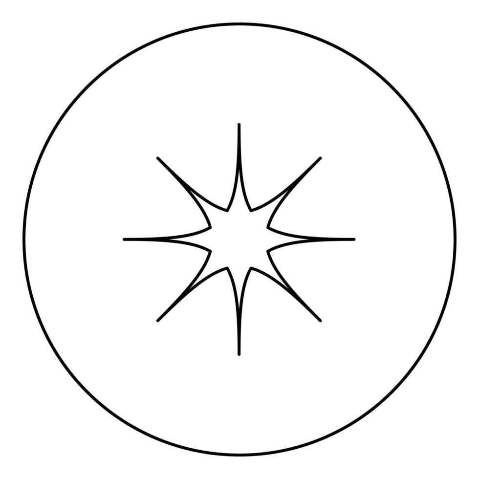 Star black icon outline in circle image vector