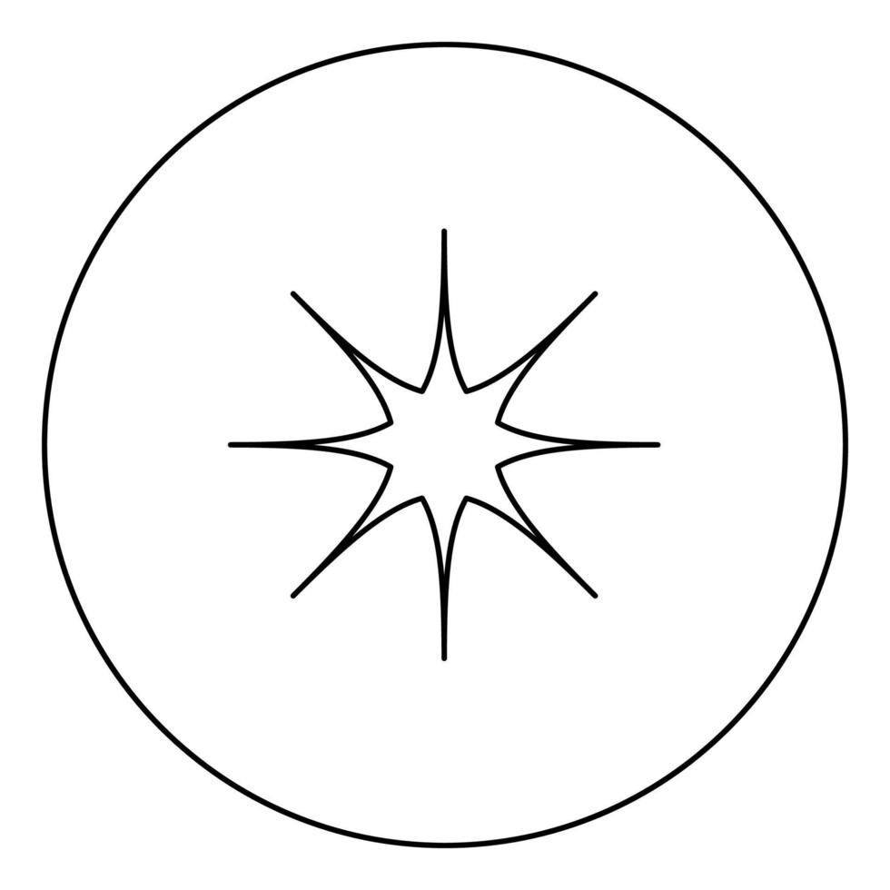 Star black icon outline in circle image vector