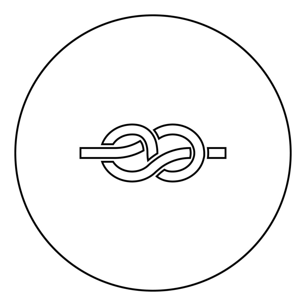 Knot black icon outline in circle image vector