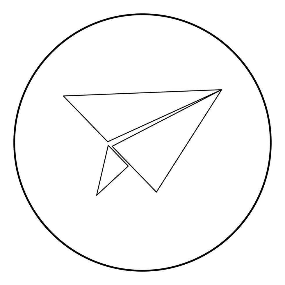 Paper airplane icon black color in circle vector