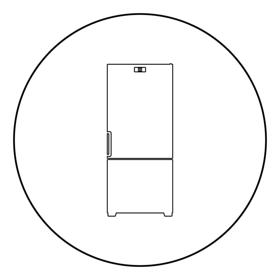 refrigerator icon black color in circle vector