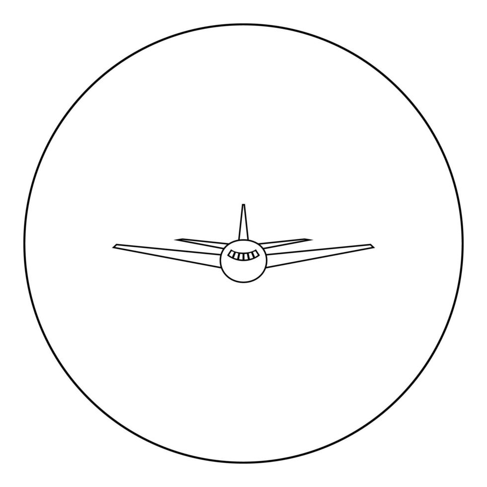 icono de avión color negro en círculo o redondo vector