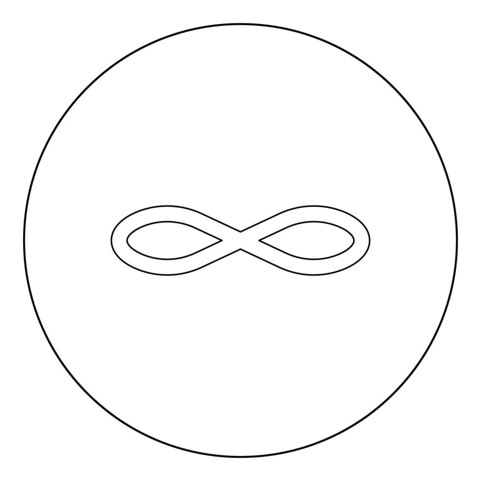Infinity symbol icon black color in circle or round vector